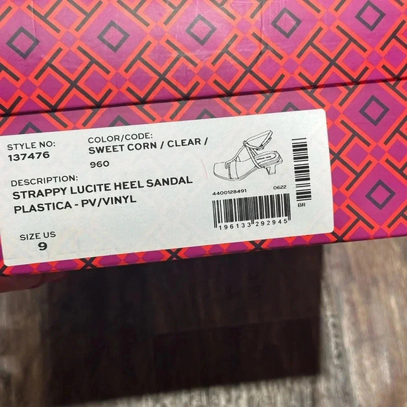 Tory Burch Strappy Lucite Heel Sandal Size 9 - Picture 7 of 7